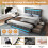 4ft6 Double Bed Frame With LED Storage Drawers Adjustable Headboard,Easy Assembly(No Mattress) 5