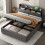 Double Ottoman Bed Frame with Hydraulic Storage, PU Leather ,USB LED Light, with Charging Station 1