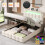 (4ft6) Double Ottoman Bed Frame with Hydraulic Storage, PU Leather ,USB LED Light, with Charging Station 1