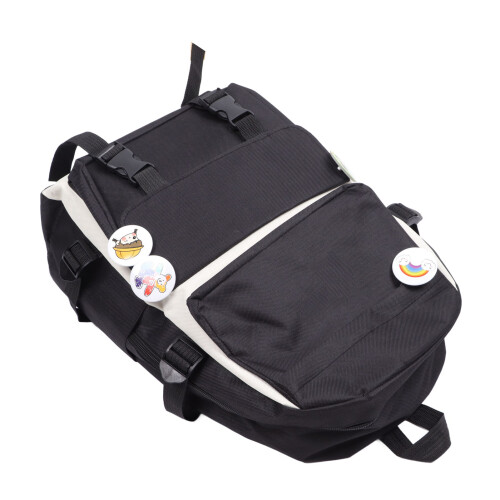Canvas-Schulrucksack-Set Schwarz - Reißverschlusstasche 2