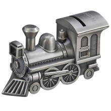 6 Inch Silver Stainless Steel Train Piggy Bank, Durable Decorative Money Box for Home Decor