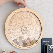 Travel Memory Box Large Wooden Coin Display Organizer for Souvenir Collection and Adventure Gifts