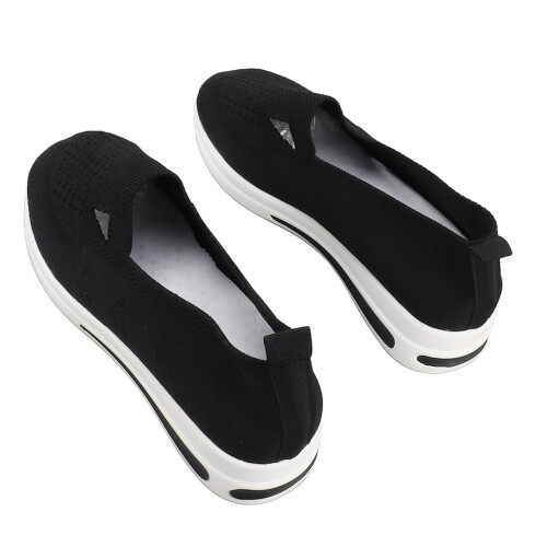 Women Black Mesh Shoes Thick Bottom Round Toe 37