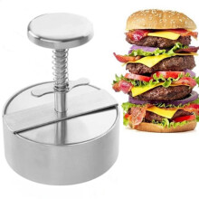 Adjustable Stainless Steel Burger Press with Non Stick Surface and Thickness Control for Beef Veggie BBQ Grill