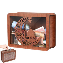 Wooden 10000 Savings Challenge Money Bank with Numbered Tracker and Retro Design for Kids and Adults