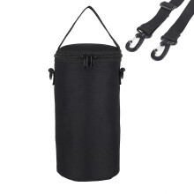 Camping Gas Canister Storage Bag, Weatherproof 1000D Oxford Tank Cover with Adjustable Shoulder Strap (M, Black)