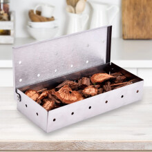 Stainless Steel Smoker Box for Gas and Charcoal Grill, Durable BBQ Wood Chip Box for Authentic Smoke Flavor