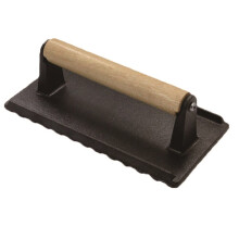 Cast Iron Grill Press Smash Burger Press for Griddle Bacon Steak Sandwich with Ergonomic Wood Handle