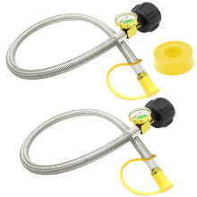 2 Packs RV Propane Pigtail Hose 24 Inch Stainless Steel Braided with GlowinDark Gauge QCC1 to 1/4 Inch NPT Connector