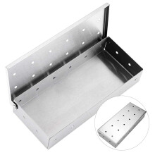 Stainless Steel BBQ Smoker Box for Wood Chips with Vented Lid Fits Gas and Charcoal Grills