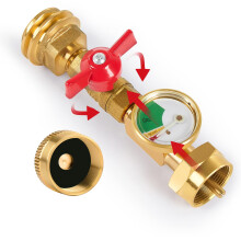 Propane Tank Adapter with On Off Valve and Gauge, 1lb to 20lb Propane Refill Adapter for LP Gas Cylinder