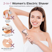 Elektrischer Damenrasierer, schmerzfreier 2-in-1-Rasierer und Haartrimmer für Gesicht, Augenbrauen,