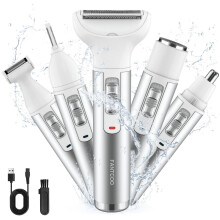 Elektrischer Damenrasierer, kabellos, 5-in-1, wiederaufladbar, schmerzfrei, Bikini-Trimmer