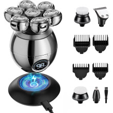 Rasoir anti-calvitie 7D pour hommes, rasoir électrique 6 en 1 pour utilisation sur peau sèche ou hum