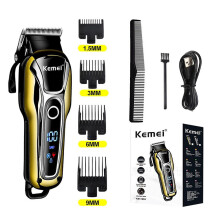 Kemei 1990 Barber Haartrimmer, wiederaufladbarer elektrischer Haartrimmer mit LCD-Display, Skin Fade