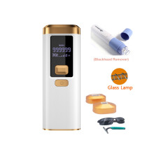 (W Glass Blackhd Rem.) 999900 Flash Laser Epilator för kvinnor, IPL-hårborttagning, LED-lampa med PE
