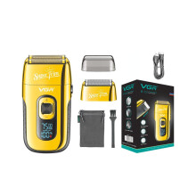 (golden mit Box) VGR Elektrorasierer, wiederaufladbarer Rasierer für Herren, Bartrasierer