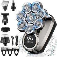 8D 6-in-1 Glatzenrasierer für Herren, wasserdicht, LED-Display, Typ-C