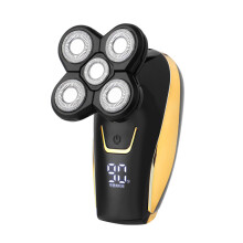 Rasoio elettrico ricaricabile tramite USB con display, rasoio rotante per teste calve, tagliacapelli