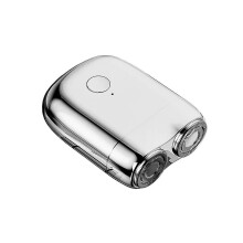 Rasoio elettrico portatile da uomo (argento) con doppia testina, senza fili, per viaggi e uso domest