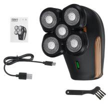 Rasoio elettrico da uomo 5D a 2500 giri/min, ricaricabile tramite USB, impermeabile, per rifinitura