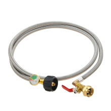 Propane Refill Adapter Hose with GlowinDark Gauge, 6FT QCC1 Type1 Stainless Steel Pressure Hose for 1LB Tank