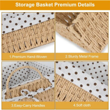 2 Pack Wicker Baskets for Storage, Toilet Paper Basket with Handles, for Toilet,Gifts Empty, Outdoor Picnic & Home Decor