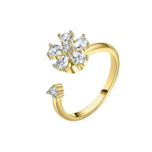 Unisex Adjustable Fidget Spinner Ring Daisy Flower Design Stress Relief Ethnic Style Gift Jewelry