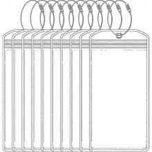 10 Pcs Luggage Tag Holders with Zip Seal Steel Loops, Cruise Essentials Clear Waterproof Luggage Tags for Travel Vacation Accessories(7.5 X 3.5 In) -