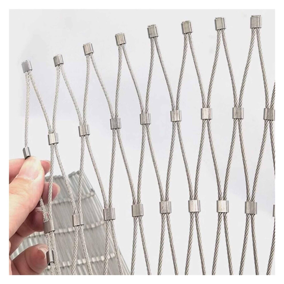 304 Stainless Steel Wire Rope Mesh 1.5X4m, Flexible Cable Balustrade Netting 8Cm 1.5Mm For Balcony And Stair Safety Fence 9771547794936
