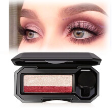 Two Tone Eyeshadow Palette Waterproof Long Lasting Dual Color Glitter Shade with Sponge Brush #5 1Pcs