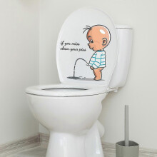 Funny Warning Toilet Stickers Cartoon Child Urinating Toilet Lid Wc Door Sticker Removable Self-adhesive Decor Paper Household 22.5*30cm - chuan