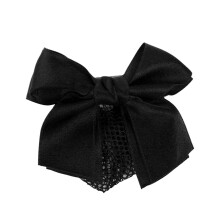 Elegant Bowknot Hair Clip for Women with Net, Secure Spring Barrette, Lightweight Polyester, Black 11.5cm