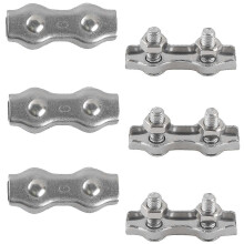 6pcs M6 Duplex Clips Cable Ties 304 Stainless Steel Duplex Rope Clamps - GXCC