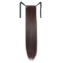22 Inch Synthetic Ponytail Extension Heat‑Resistant Fiber Straight Wrap Around Clip In Hairpiece for Women