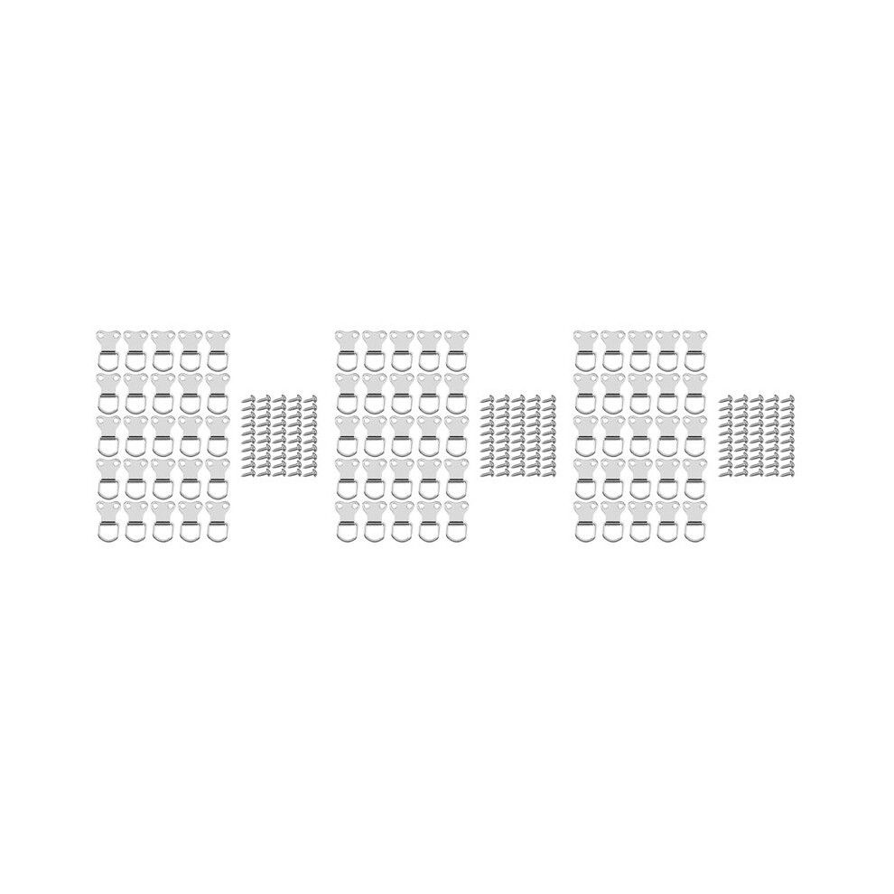 75 Pcs D-Ring Picture Frame Hanging Hooks Double Hole Hangers With Screws Silver 6032926570286