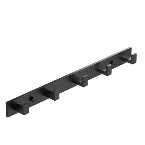 Bathroom Hardware Clothes Hook Wall-Mounted Clothes Coat Hanger Towel Storage Space Black