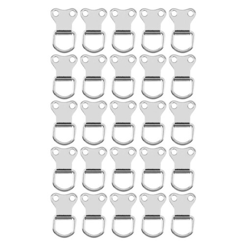 100 Pcs D-Ring Picture Frame Hanging Hooks Double Hole Hangers with Screws Silver 2