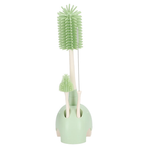 Green Handle Baby Bottle Brush Set - Silicone Base 2