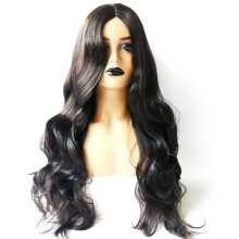 25 Inch Long Wavy Wig for Women, Natural Fluffy Black Curly Wig with Soft Touch Fiber and Adjustable Cap