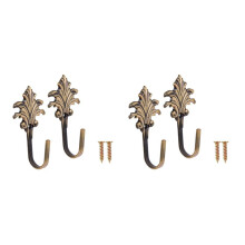4Pcs Vintage Maple Leaves Curtain Tieback Tassel Hooks Door Wall Hook Bronze