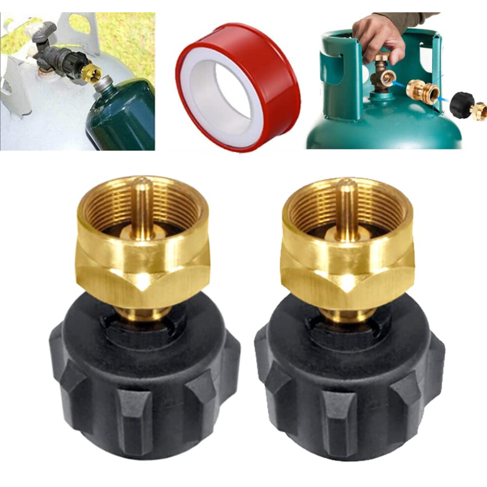 2Pcs Propane Refill Adapter For 1 Lb Cylinders, Qcc1 Type 1 Propane Tank Adapter With Durable Brass And Leakproof Seal 9073542942795