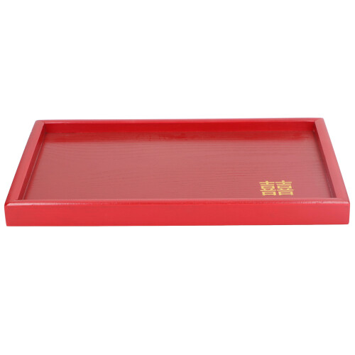 Red Square L Solid Wood Serving Tray - 25x18 cm 1