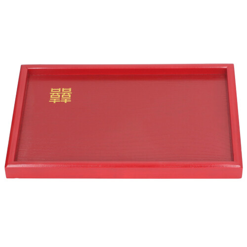 Red Square L Solid Wood Serving Tray - 25x18 cm 2