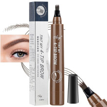 Microblading Eyebrow Pen 4 Tip Waterproof Brow Pencil Long Lasting Natural Look Gray Brown