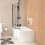NES Home Left Hand L Shaped Shower Bath With Front Panel & Matte Black Screen 1