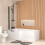 NES Home Left Hand L Shaped Shower Bath With Front Panel & Matte Black Screen 2