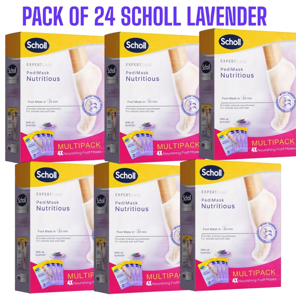 24x Scholl Lavender Relaxing & Moisturising Foot Mask Smooth Feet In 20 Minutes