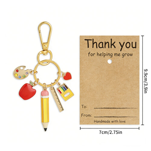 Cadeau d'appréciation d'enseignant de porte-clés de coeur de 2