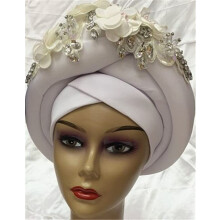 African Headwrap with Rhinestones for Women, Nigerian Gele Headtie, Stretchable Elegant Style